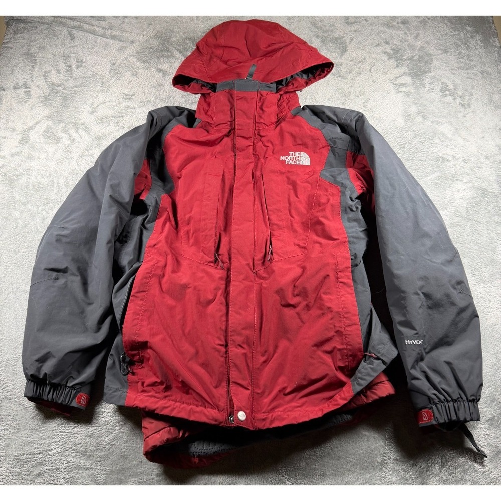 Vtg 2007 The North Face HyVent 3 in 1 Ski Jacket Mens M Red Gray AA3U